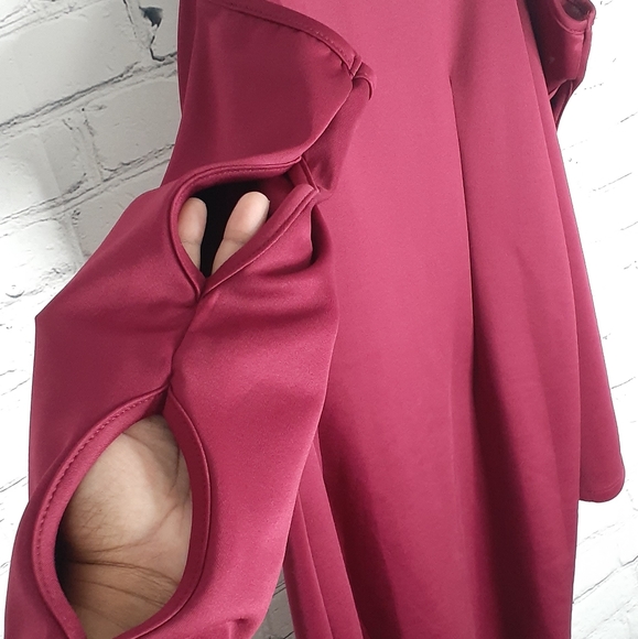 NEW 12 Ashley Stewart Burgundy Cutout Dress - Picture 4 of 8